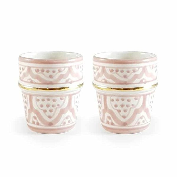 Moroccan Handmade Ceramic Cup, Set Of 6