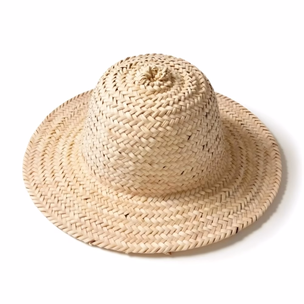Product shot of handcrafted Moroccan straw hat