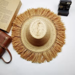 Close-up of handwoven garden hat spiral crown design