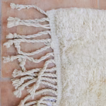 Fringe detail on handwoven boheme wool rug showing traditional Berber craftsmanship
