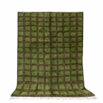 Handmade Moroccan trellis rug in fresh green and brown color combination