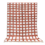 Handmade Moroccan trellis rug in warm terracotta and ivory color combination