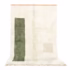Handmade boheme rug with cream background and green accents, full view