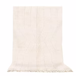 Handmade boho Moroccan rug with subtle hourglass pattern in creamy ivory white