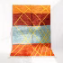 Handwoven multicolor Moroccan rug with geometric yellow diamond pattern on orange, burgundy and blue stripes