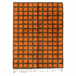 Traditional Moroccan trellis wool rug featuring burnt orange and brown geometric design