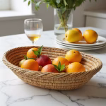 Handmade Moroccan Oval Bread Basket & Fruit