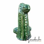 Handcrafted green ceramic cactus with turquoise accents and detailed dot pattern, Tamegroute pottery art