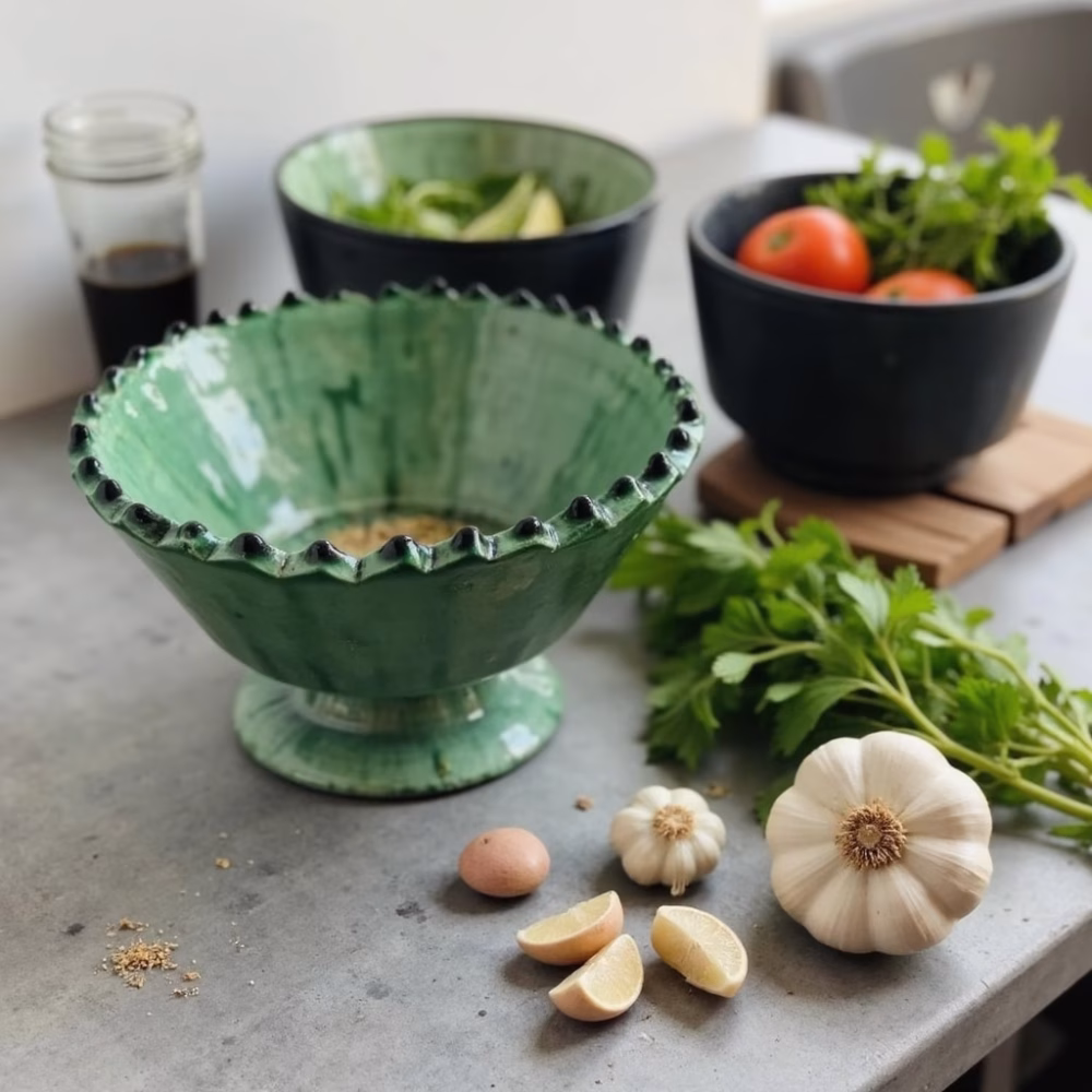 Handmade Green Moroccan Pottery Bowls
