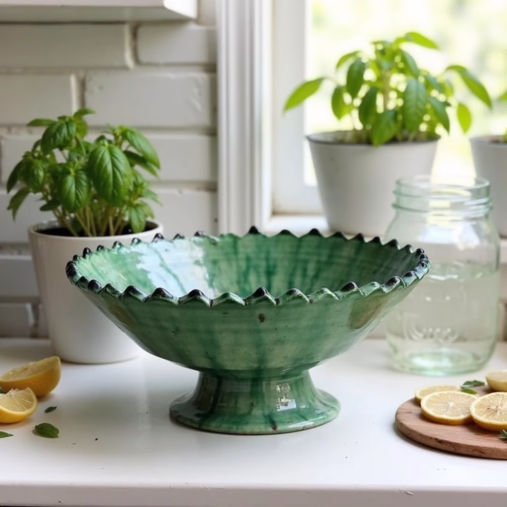 Handmade Green Moroccan Pottery Bowls