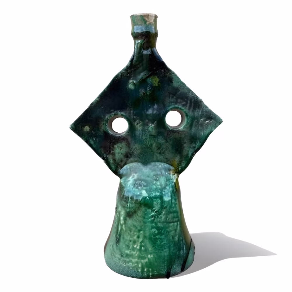 Moroccan Green Tamegroute Pottery Candlestick