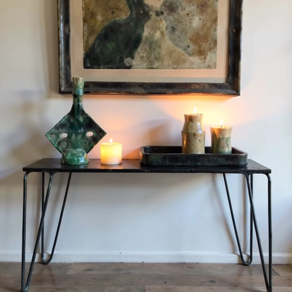 Moroccan Green Tamegroute Pottery Candlestick