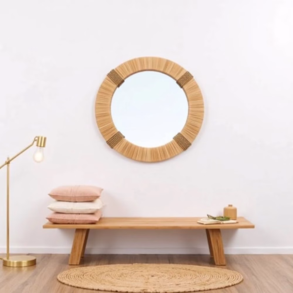 Moroccan Straw Hanging Wall Mirror