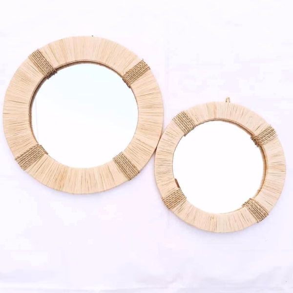Moroccan Straw Hanging Wall Mirror