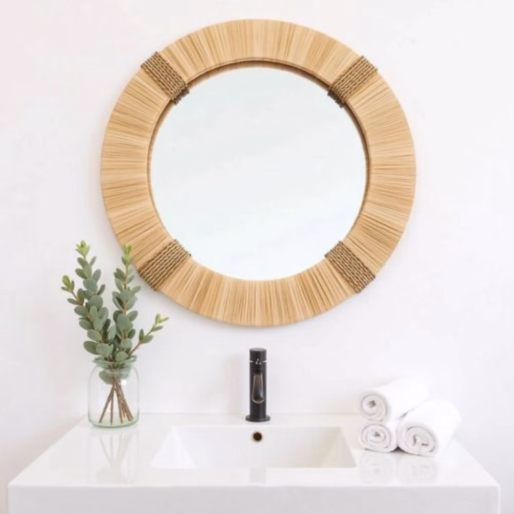 Moroccan Straw Hanging Wall Mirror