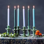 Moroccan Tamegroute Pottery Green Candlestick Holders Set