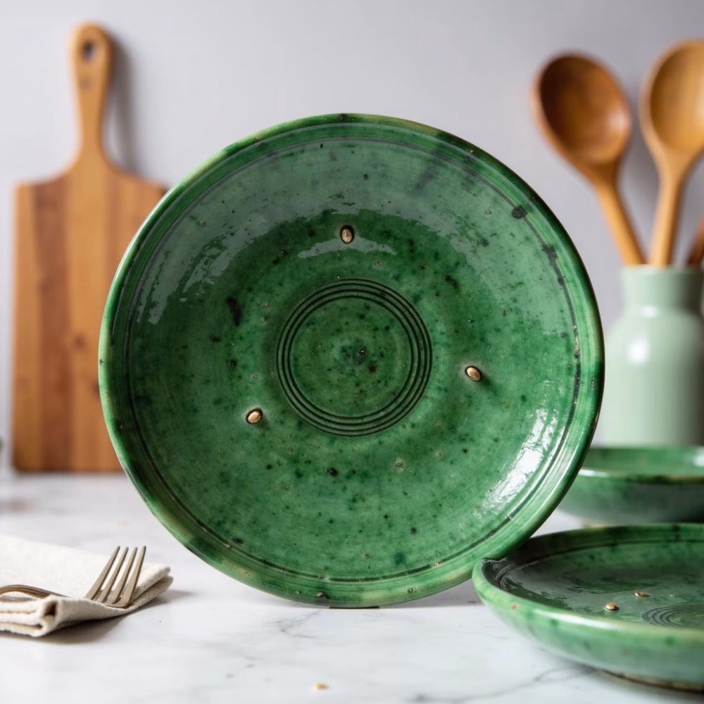 Handcrafted Moroccan Tamegroute Pottery Plate