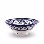 Large Moroccan Salad Bowl - Hand-Thrown and Hand-Painted Blue Beauty