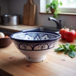 Large Moroccan Salad Bowl - Hand-Thrown and Hand-Painted Blue Beauty