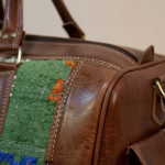 Moroccan Kilim Leather Duffle Bag | Handwoven Travel Bag - Image 8