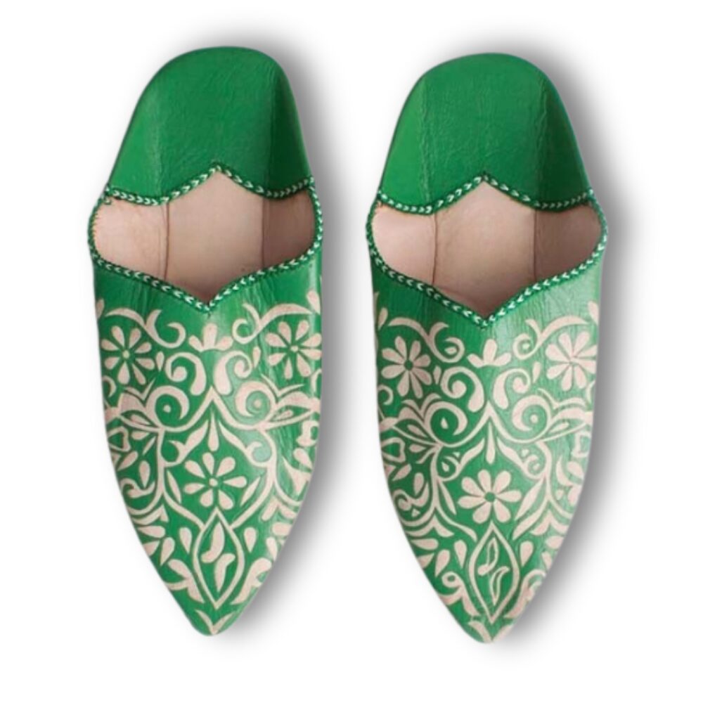 Elegant Engraved Moroccan Babouche Slippers | Artisan Crafted