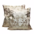 Set of two hand embroidery pillow covers featuring beige floral pattern