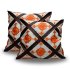 Berber diamond pillow covers set with terracotta floral appliqué and brown lattice pattern on cream background