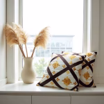 Diamond pattern Berber cushion covers with dried pampas grass decor