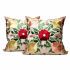 Set of two handcrafted Moroccan pillow cases with red floral embroidery and multicolor accents