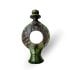 Round ceramic candle 11.8" handmade green Tamegroute pottery with central hole and stacked finial top