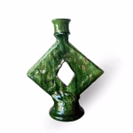 Original green ceramic candle holder with diamond design