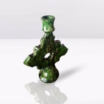 Vintage Handmade Green Ceramic Candle Holders from Tamegroute