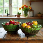 Set of 3 Moroccan Tamegroute Ceramic Bowls