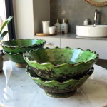 Set of 3 Moroccan Tamegroute Ceramic Bowls