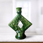 Handmade Square Green Ceramic Candle Holders from Tamegroute