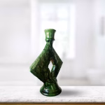 Handmade Square Green Ceramic Candle Holders from Tamegroute