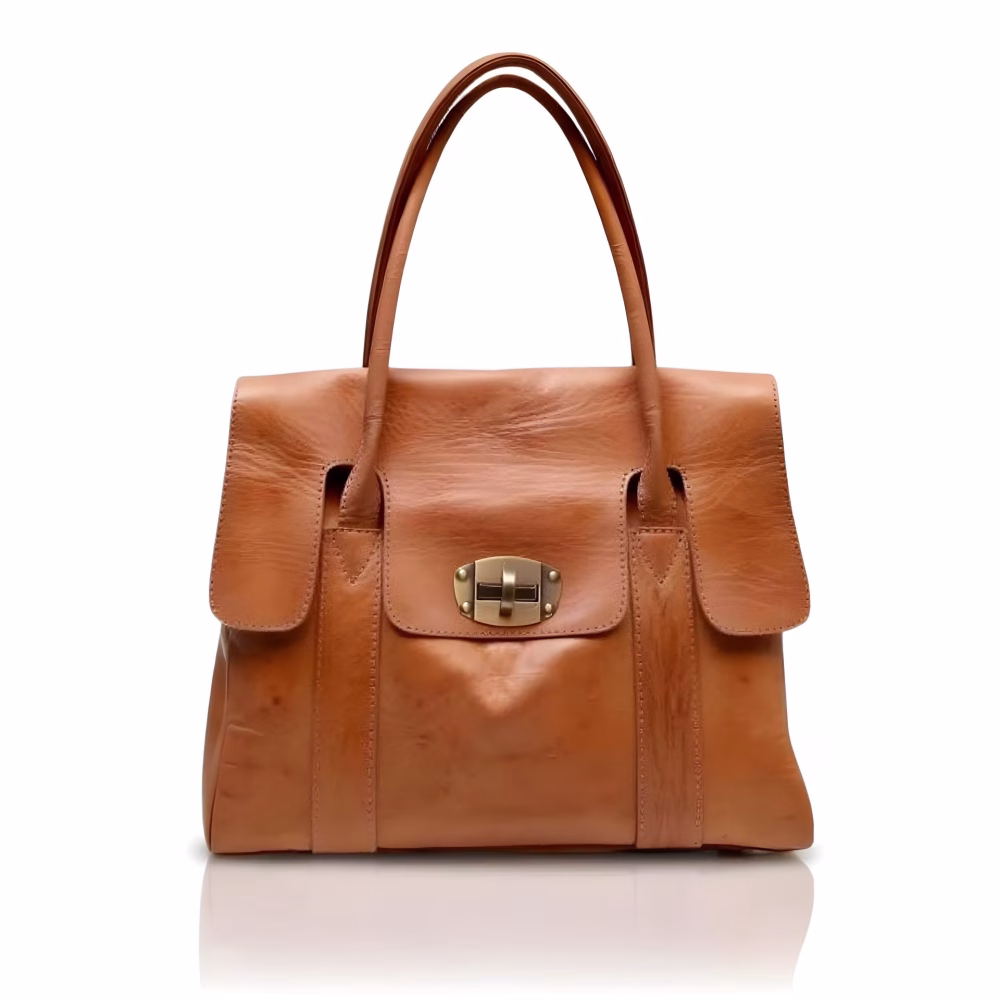 Light brown bayswater leather bag front view