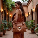 Side view of bayswater leather bag on model