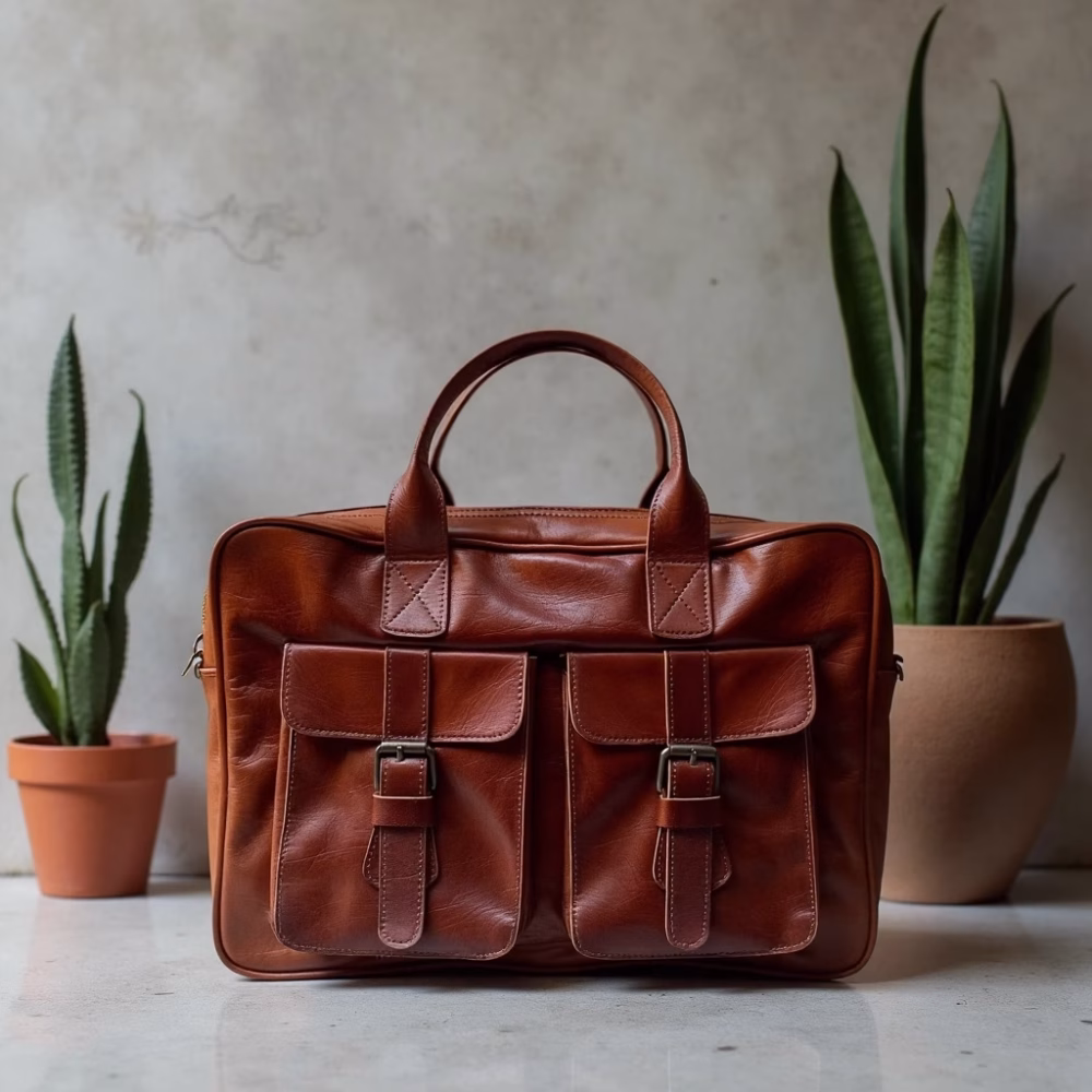 Moroccan Leather Laptop Messenger Bag