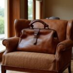 Casual traveler carrying leather duffle bag outdoors, versatile brown leather travel bag with shoulder strap