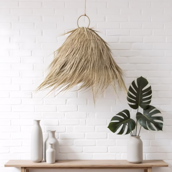 Palm leaf light shade with tropical leaves on white background