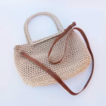 Crochet Hobo Bag With Hanging Leather Strap