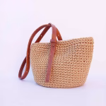Crochet Tote Bag With Leather Strap