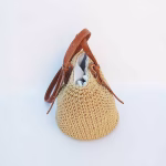 Crochet Tote Bag With Leather Strap