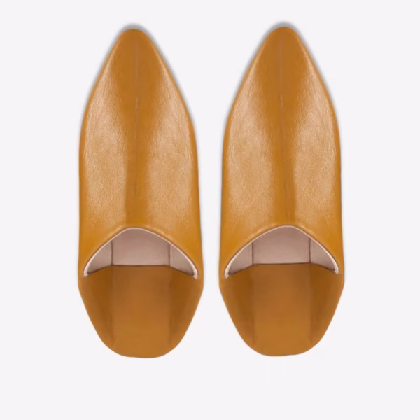 Tan genuine leather Moroccan slippers