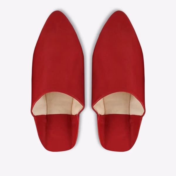Red traditional Moroccan leather babouche slippers