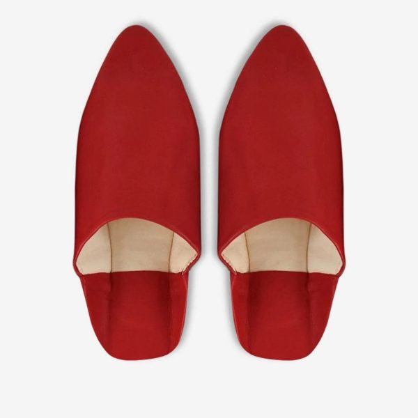 Red traditional Moroccan leather babouche slippers