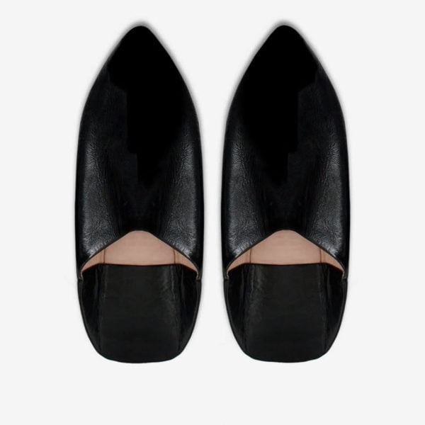 Classic black Moroccan leather slippers