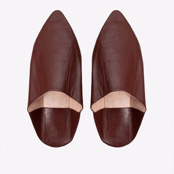 Dark brown authentic Moroccan leather slippers