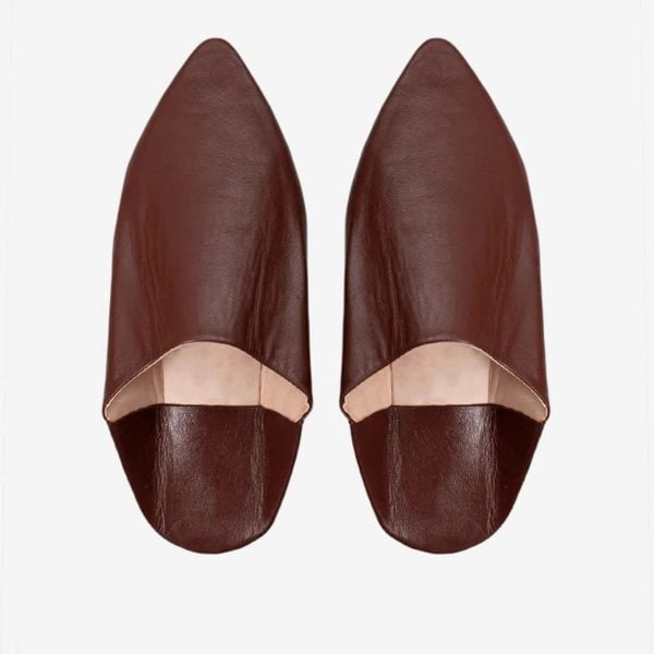 Dark brown authentic Moroccan leather slippers